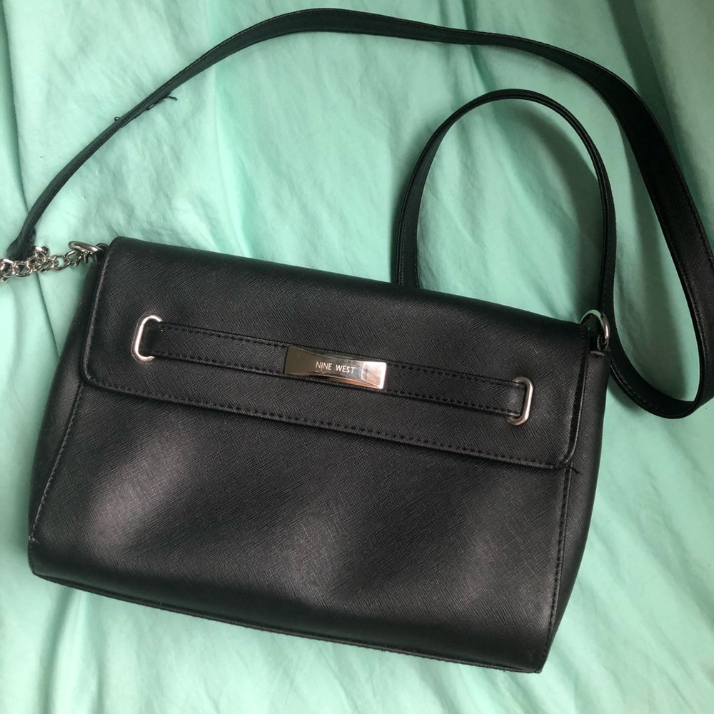 Nine West Crossbody Bag - Black Leather